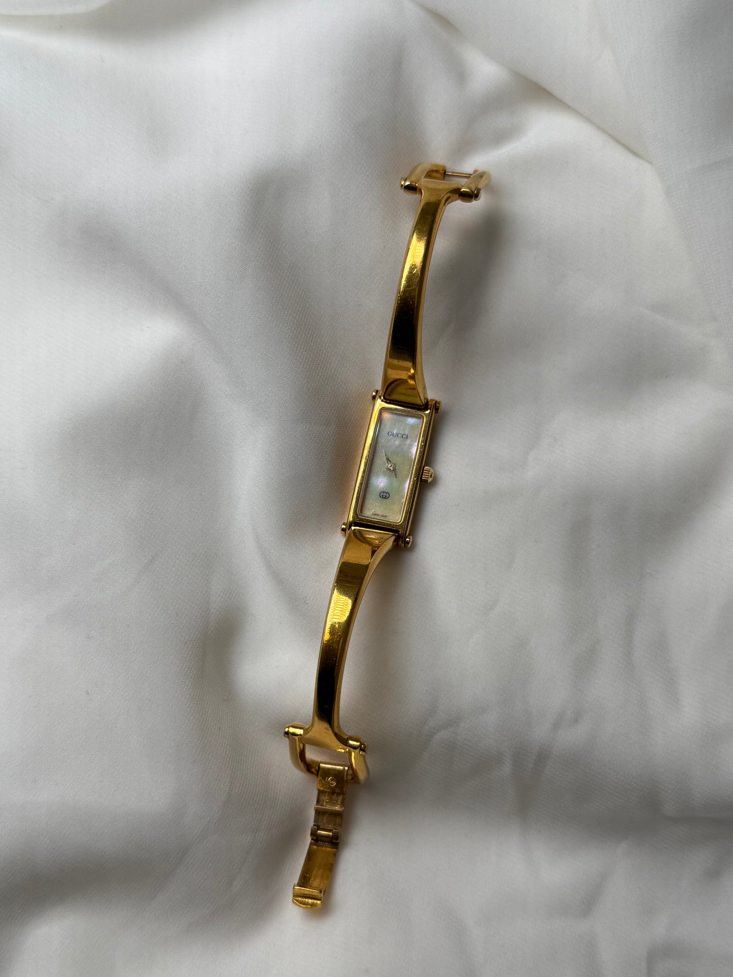 6.5” Gold Gucci Watch Pearl Dial