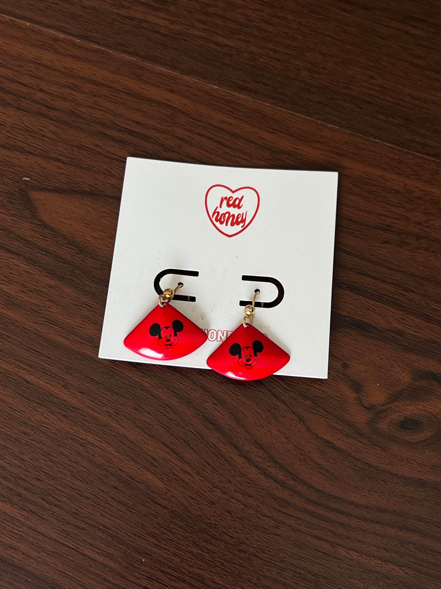 Red Mickey Dangle Earrings