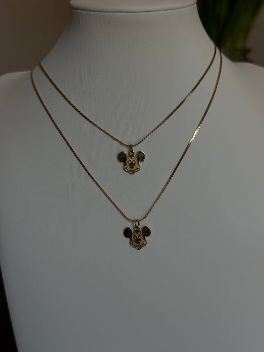 Mickey Gold Necklace Sterling Silver