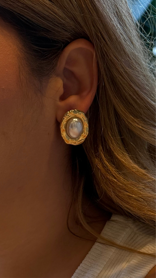 Mina Gold Pearl Earrings