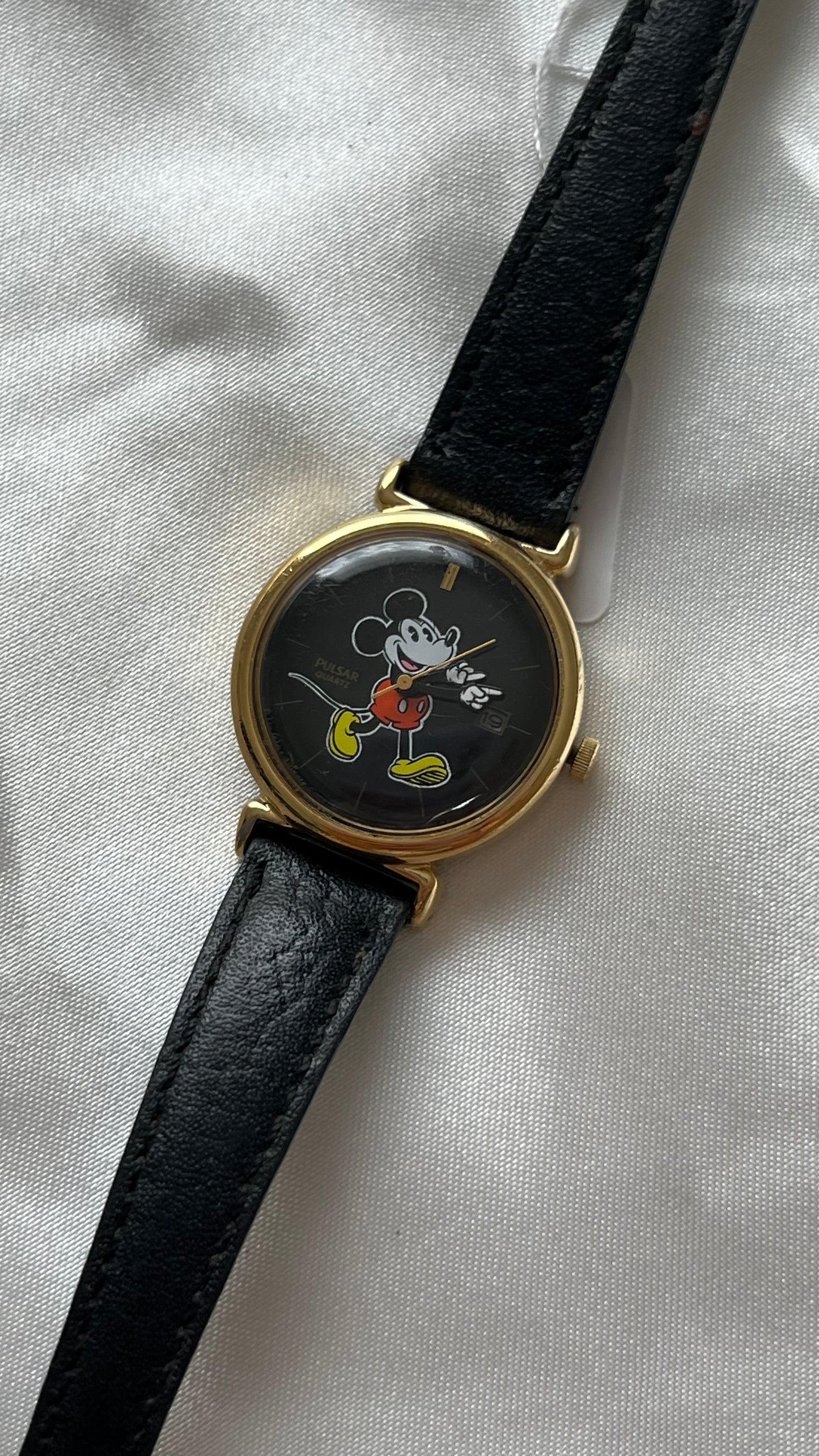 Mickey Black Leather Watch