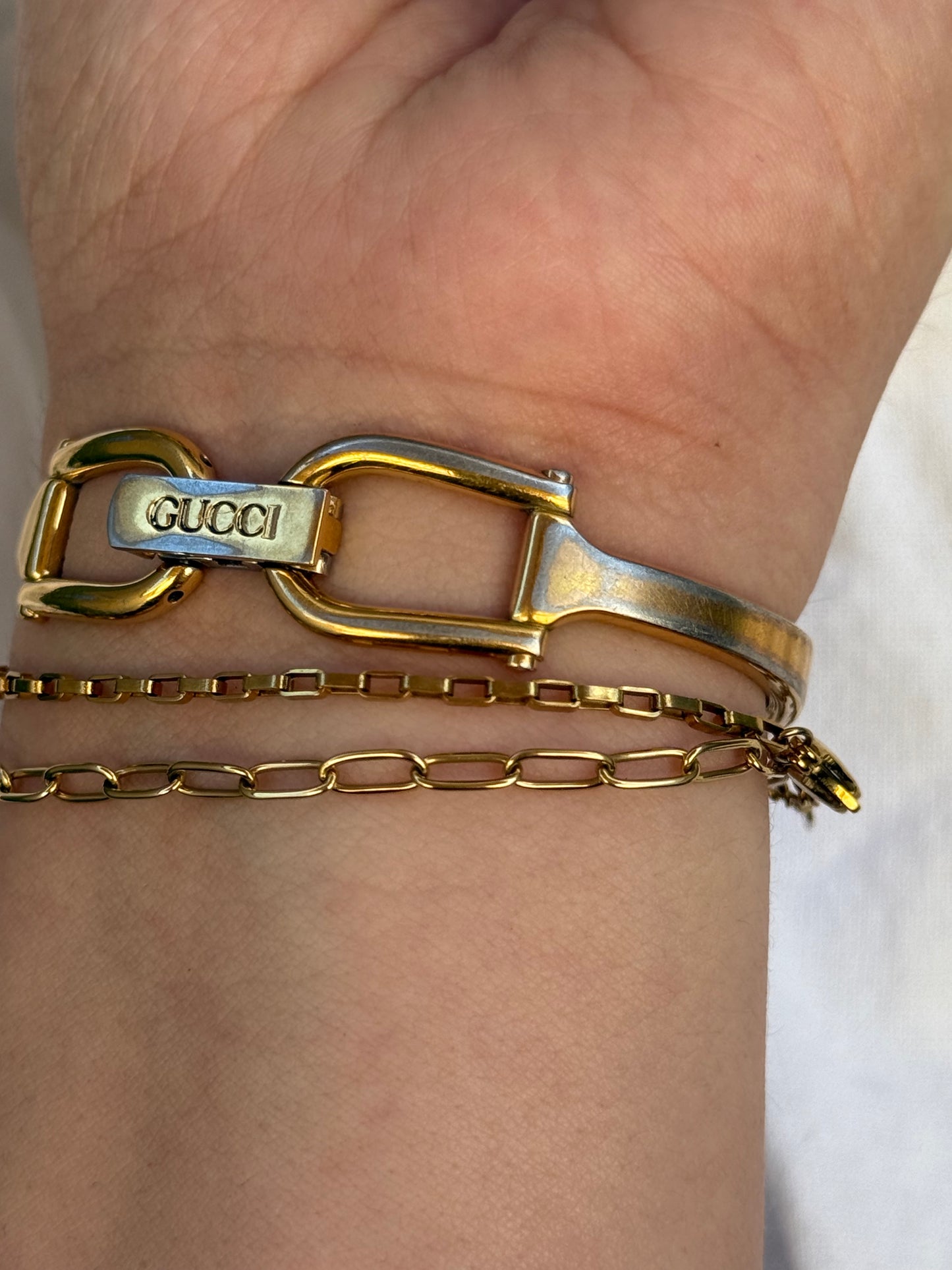 6.5” Gold Mother of Pearl Gucci Watch