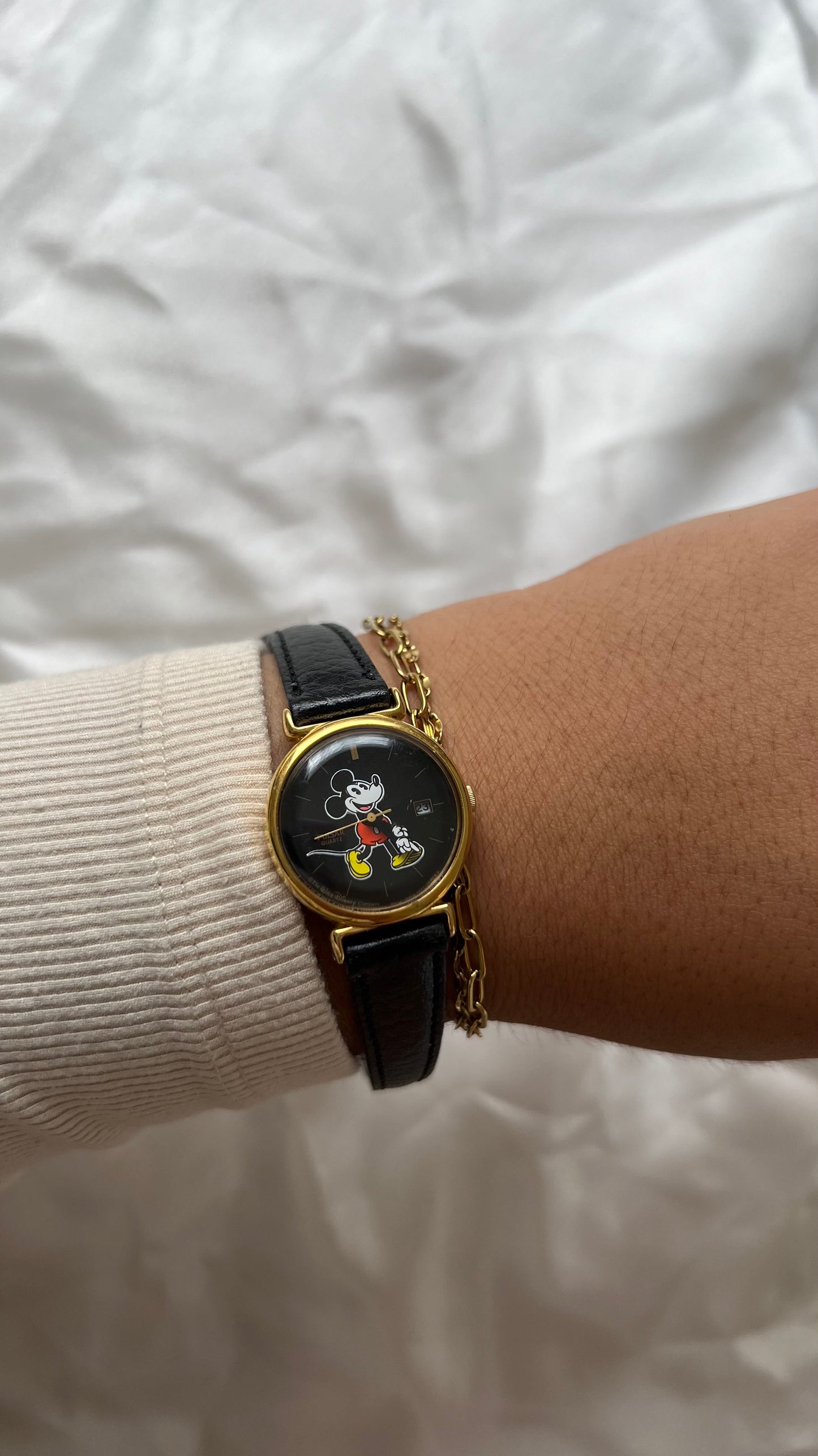 Mickey Black Leather Watch