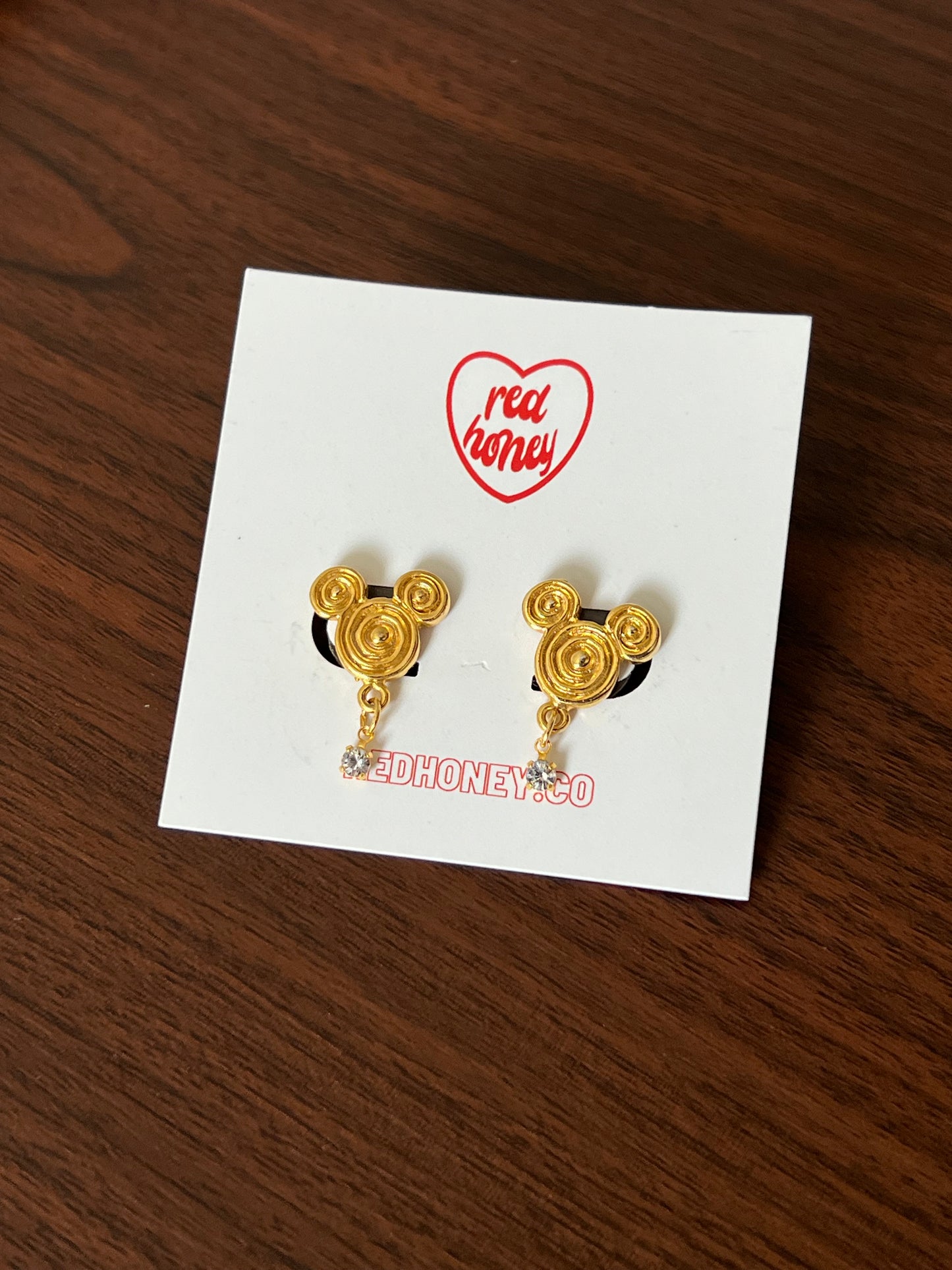 Mickey swirl gold earrings