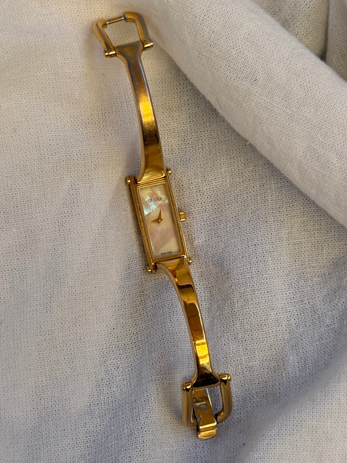 6.5” Gold Mother of Pearl Gucci Watch