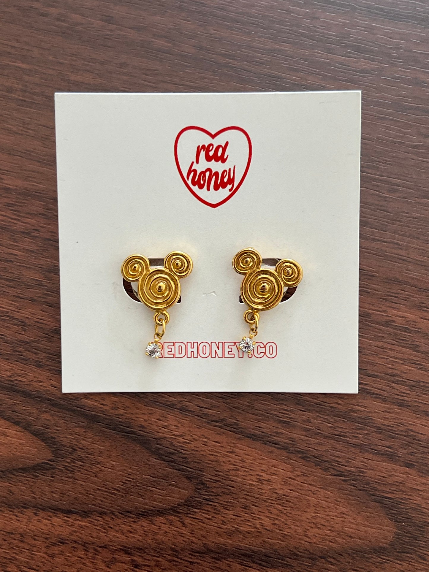 Mickey swirl gold earrings