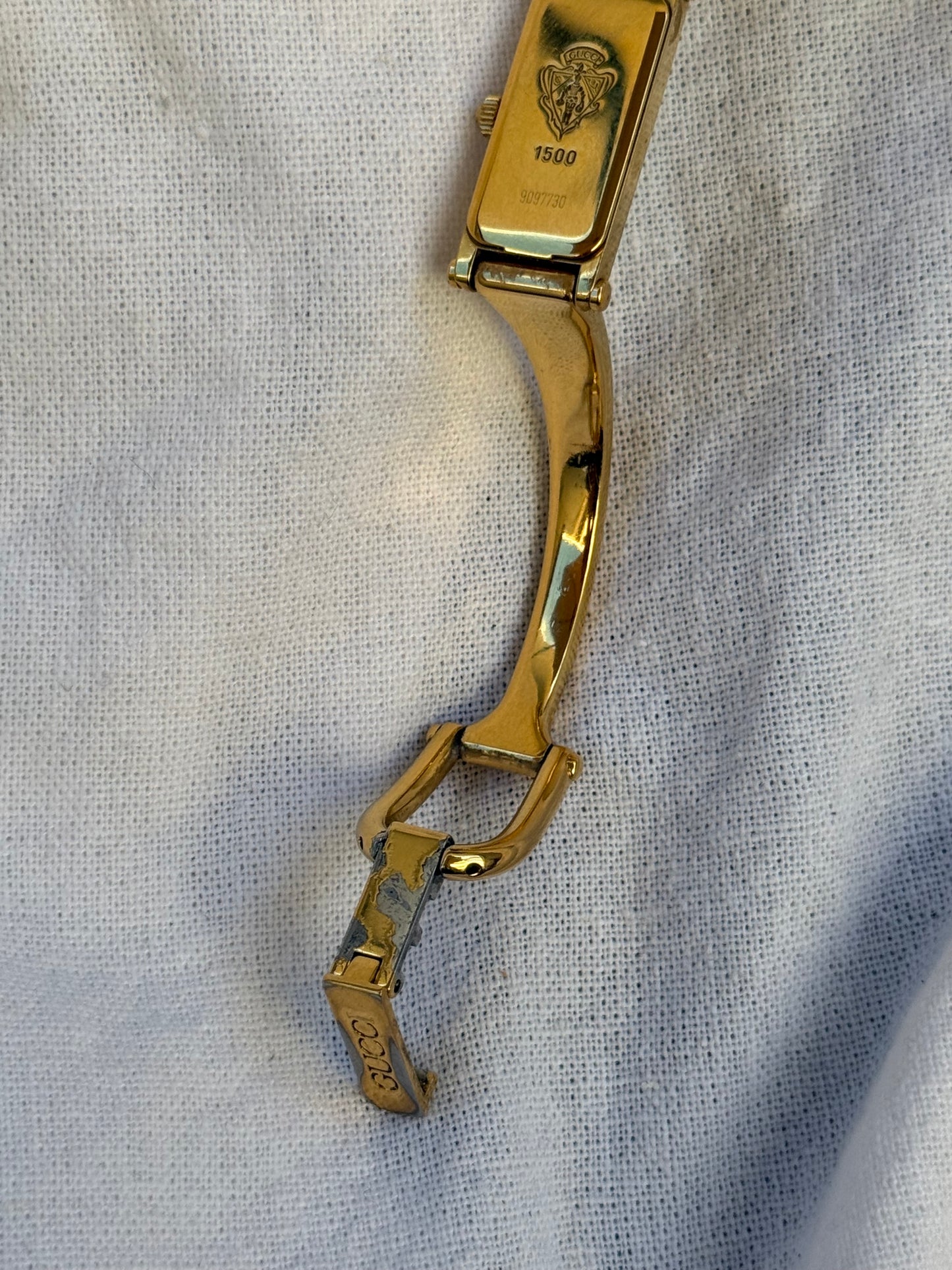6.5” Gold Mother of Pearl Gucci Watch