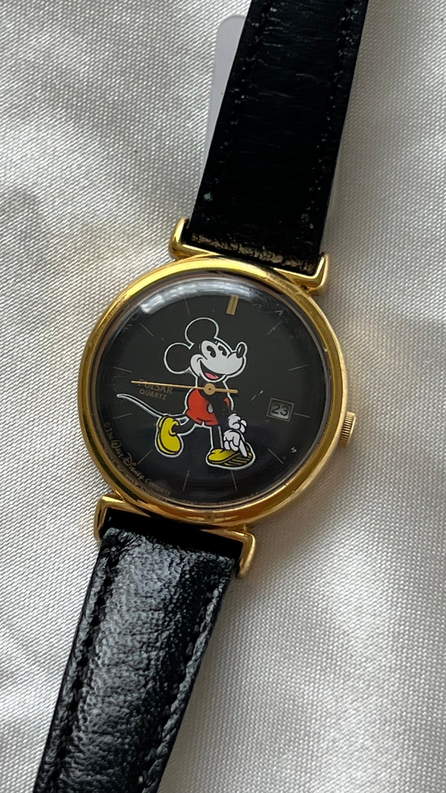 Mickey Black Leather Watch