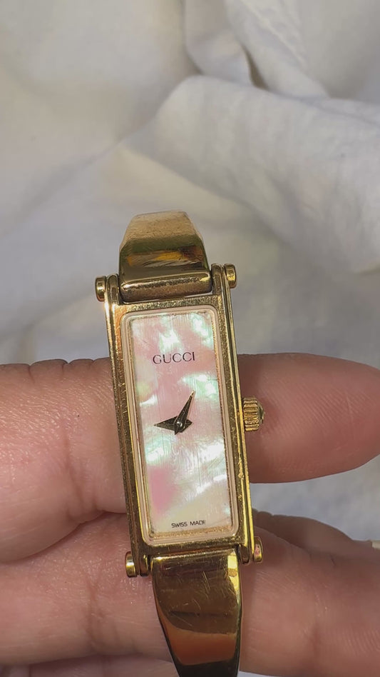 6.5” Gold Mother of Pearl Gucci Watch